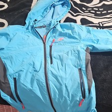New Balance Women's Blue Hooded Zip Windbreaker Jacket Size L Solid