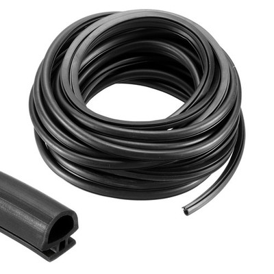 Weather Stripping Door Seal 5/16'' Wide Bulb Bubble TPE for 1/4'' Slot 10m Black