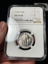 1918-S NGC AU55 FH Standing Liberty Quarter