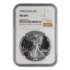 1990 American Silver Eagle NGC MS-69* "Proof Like"