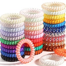 32Pcs Spiral Hair Ties,No Crease Coil Hair Ties,Phone Cord Hair Assorted Colors