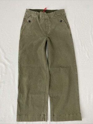 Spanx Twill Wide Leg Cropped Pants Size Large in Sage Green EUC