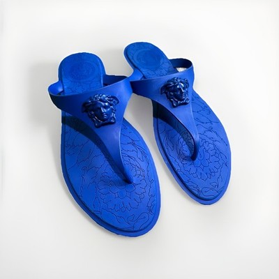 Versace Medusa Thong Sandals Versace Medusa Smiley Face Black