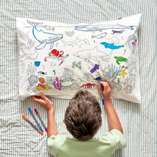 - Coloring Pillowcase for Kids   Reusable DIY Pillow Cover with Washable Markers