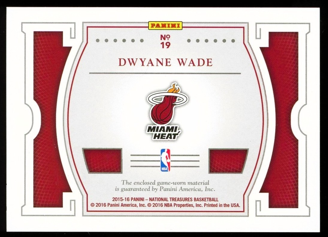 2015 National Treasures GAME-WORN TRIPLE TAG LOGOMAN #'d 2/3 ~ Dwyane Wade view 2