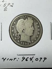 ** U.S. 1892 . S , BARBER QUARTER....SCARSE , LOW MINTED 964 K. **