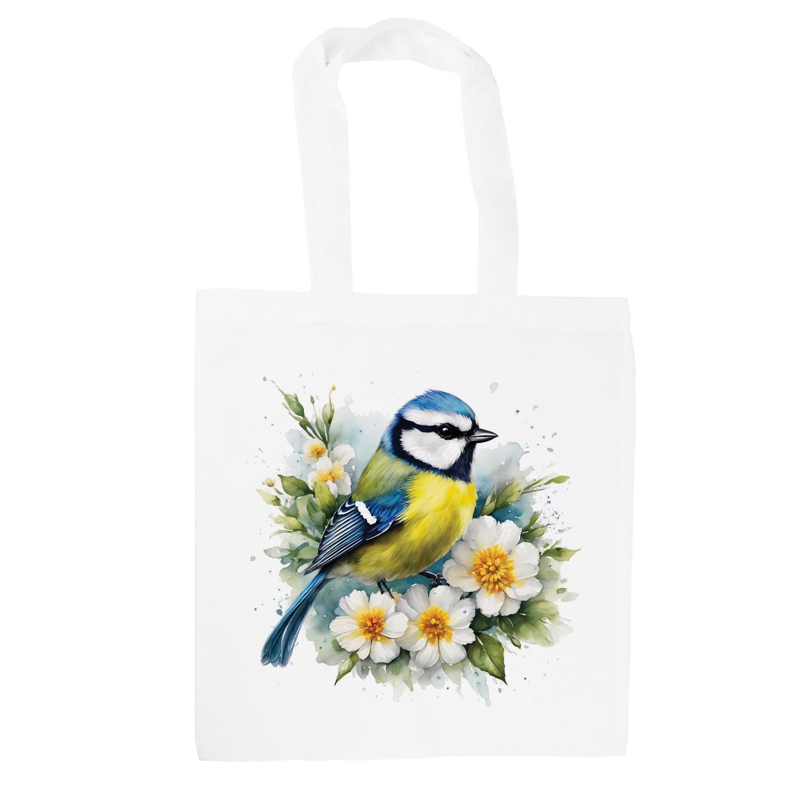 Blue Tit Shopping Bag - Floral Tote Bag Gifts for Bird Lovers