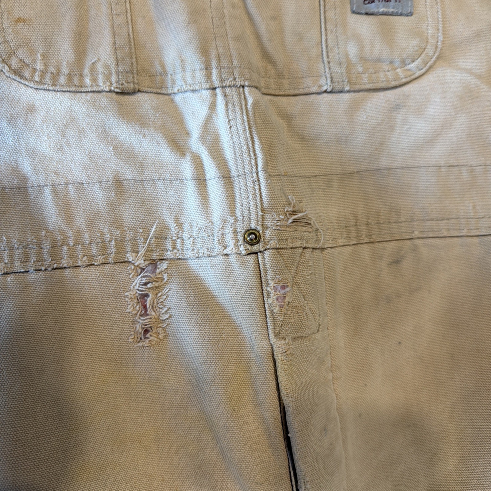 Vintage Carhartt Overalls RED Quilt Lined 38x30 Union Made USA Distressed Look thumbnail 7