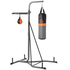 HOMCOM Punchbag & Speedball Boxing Station w/ Freestanding Frame, Grey