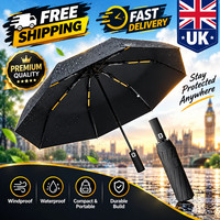 105cm 24 Ribs Windproof Umbrella Strong Reinforced Automatic Folding Compact UK
