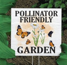 Retro Sign Tin Sign Pollinator Friendly Garden Yard Sign Natural Garden Decor...