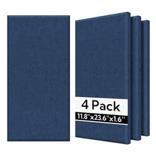  Fiberglass Acoustic Wall Panels 4 Pack, 11.8'' x 23.6'' Sound 12x24 4Pack Navy