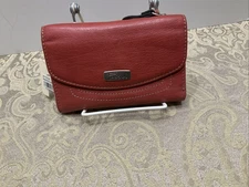 Vintage Fossil Hanover Multi Red Genuine Leather Wallet