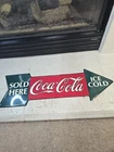 Vintage 1990 Coca-Cola Sold Here Ice-Cold Tin Arrow Sign