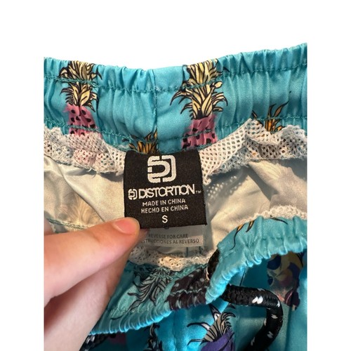 Distortion Boys Small Pineapple Blue Drawstring Swim Trunks Summer Board Shorts - Picture 4 of 5