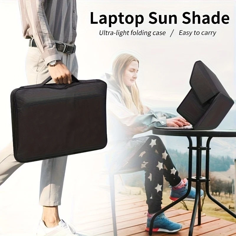 Laptop Sun Shade Hood 14-Inch Foldable Privacy Cover + Carry Case Outdoor Use - Image 3 of 4