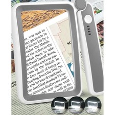 Rechargeable 5X Magnifying Glass with LED Light for Reading - Folding Handheld R