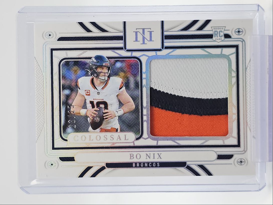 Bo Nix Panini National Treasures Colossal Materials #BNX Prime Holo Silver