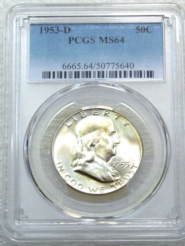 1953 D Franklin Half Dollar PCGS MS64 99% FBL Frosty White PQ Just Graded #Y268C