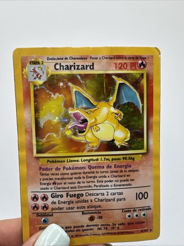 SPANISH Pokémon TCG Charizard Base Set *SPANISH* 4/102 Holo Unlimited Holo Rare - Picture 10 of 24
