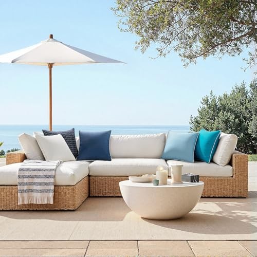 Pack of 2 Outdoor Waterproof Pillow Covers 20" x 20" (Pack of 2) Teal Blue - Picture 6 of 7