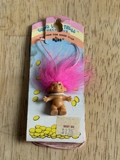 Vintage TROLL NECKLACE - 1" Russ Troll Doll - NEW - 1” in length Pink Hair