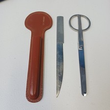 Mid Century Modern Scissors  Letter Opener in Leather Sheath Germany 7 inch