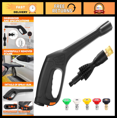 #ad Pressure Washer Gun Kit 5 Nozzles Locking Hose Safety Trigger Universal Fit $57.99
