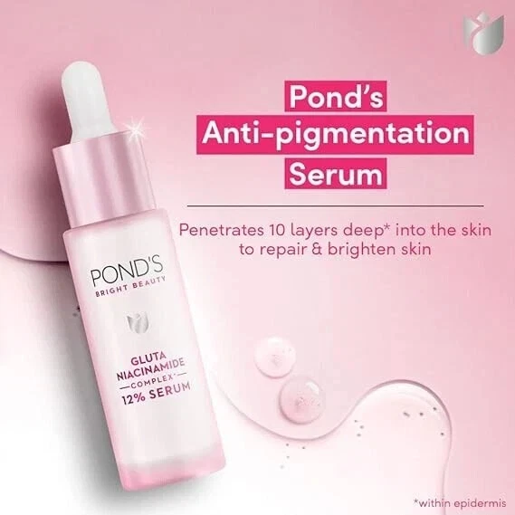 Suero antipigmentación Pond's Bright Beauty complejo 12 % gluta-niacinamida -28 ml Foto 3 de 4