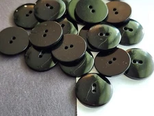 12 Black 2-hole sew-through plastic buttons 22mm 