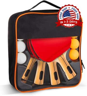 Paletas de Ping Pong Alto Rendimiento Set Raquetas Premium Pelotas 3 Estrellas
