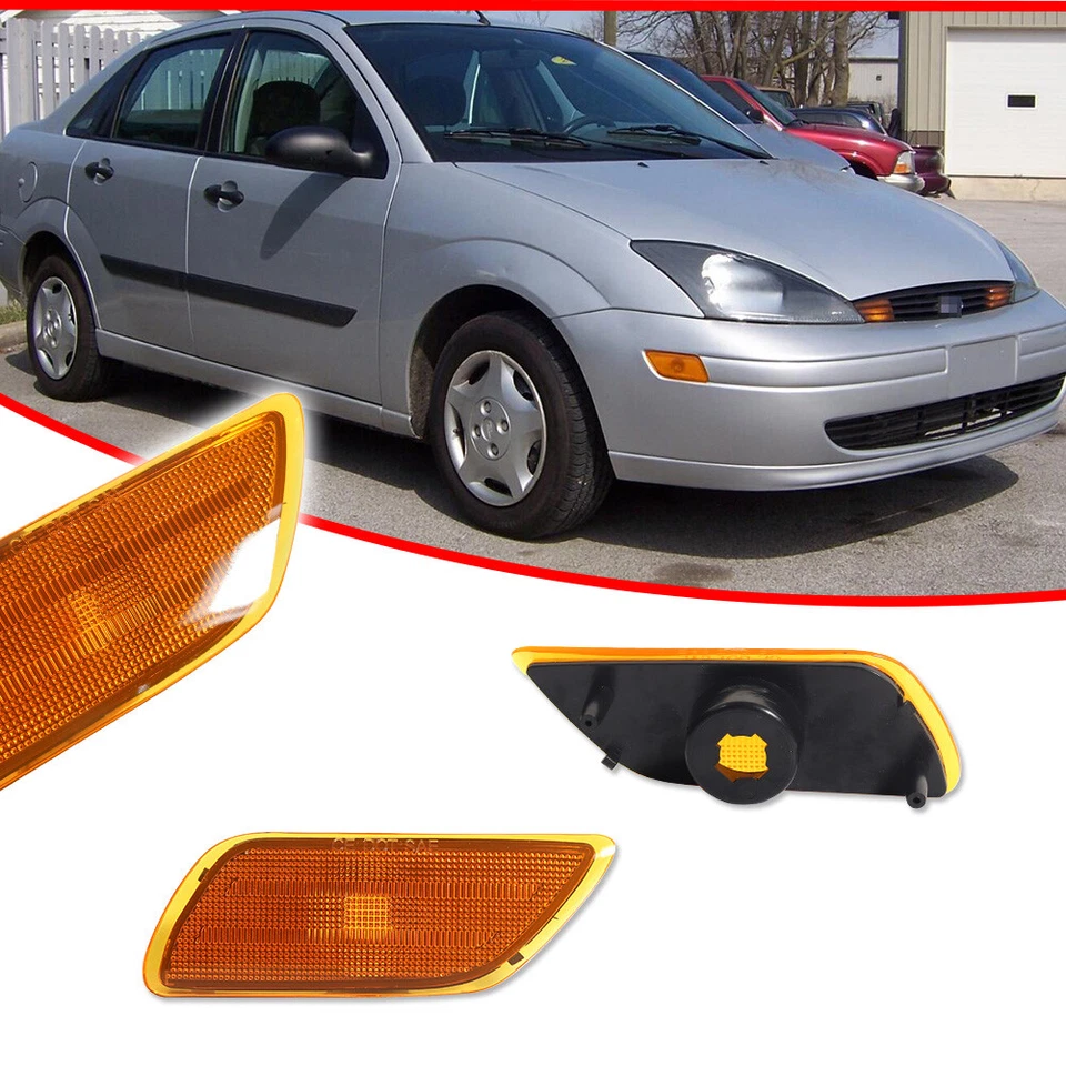 Amber Front Side Marker Corner Light Kit For 2000 2001 2002 2003 2004 Ford Focus - Image 2 of 4