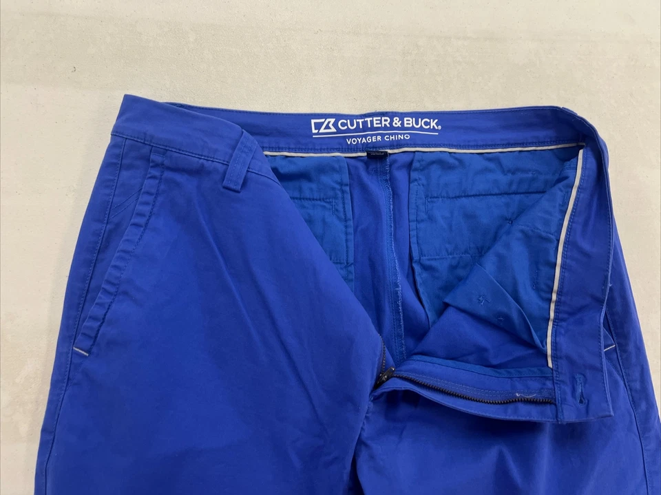 Мужские брюки хаки Cutter & Buck синие однотонные из хлопковой смеси 37X30 89 долл. США - Изображение 3 из 4