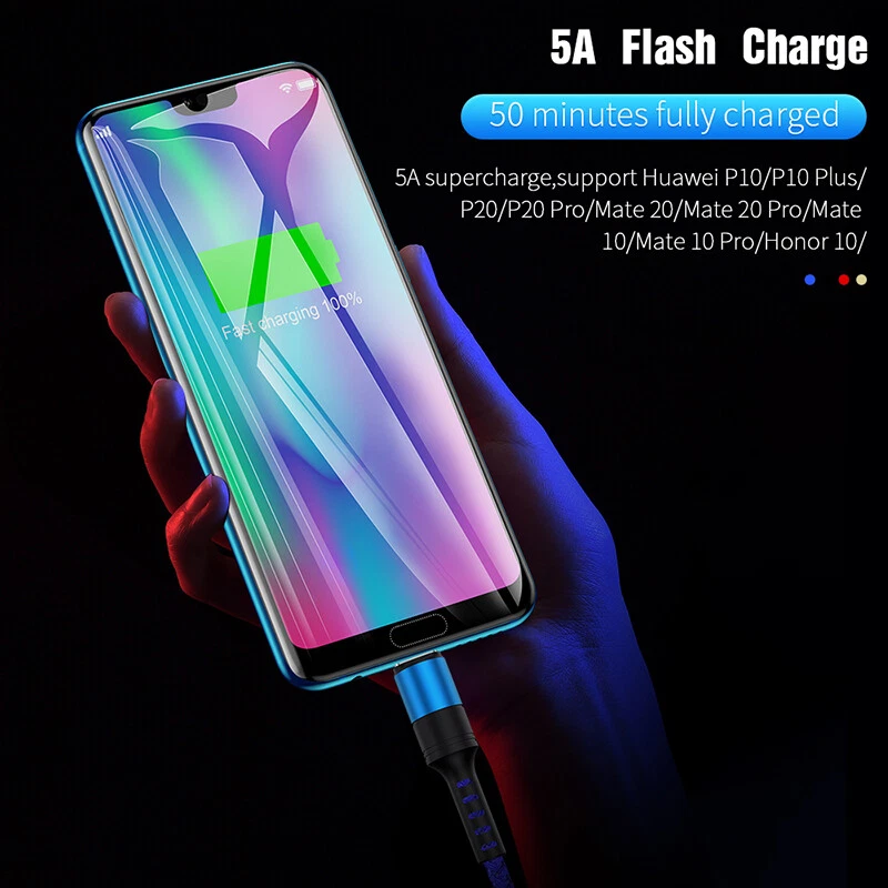 5A Type C Charging Cable USB-C Supercharge For Huawei P40 Pro Mate 30 Xiaomi - Image 3 of 4