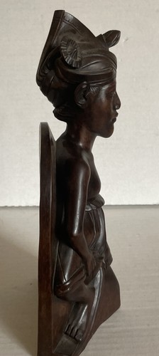 Wood Sculpture Bookends Set Balinese Prince & Princess Couple Carved - Picture 7 of 9