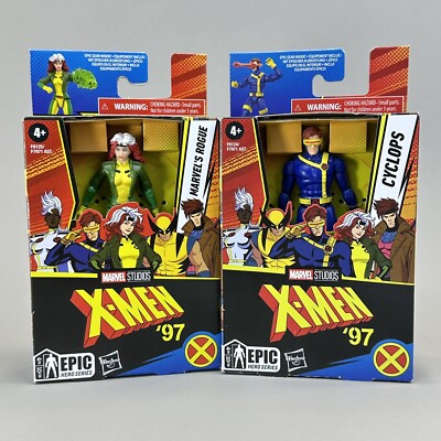 X-Men '97 Cyclops & Rogue 4'' Action Figures Hasbro Epic Hero Series - Brand New