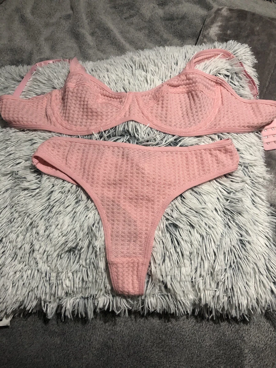 shein brand new underwear lingerie set pink push up size small 4-6