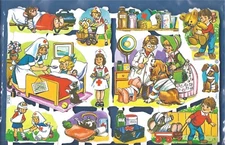 Vintage Lithograph Paper Children Playing Nurses and Doctors printed in England
