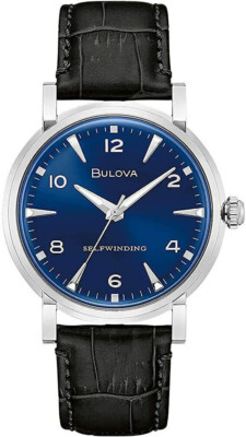 BULOVA 腕時計 Bulova 96A242 Classic Automatic Blue Dial Leather Strap