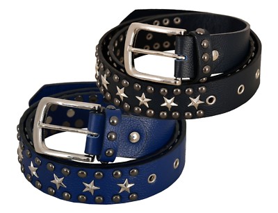 Herren Leder Gürtel Stern Nieten Punk Rock Gothic Style starkes Rindsleder 630