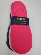 Polo Ralph Lauren Women's 3 Pack of Flat Knit Sneaker Invisible Socks