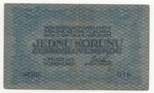CZECHOSLOVAKIA 1 KORUNA 1919 PICK 6 LOW SERIAL 016 LOOK SCANS