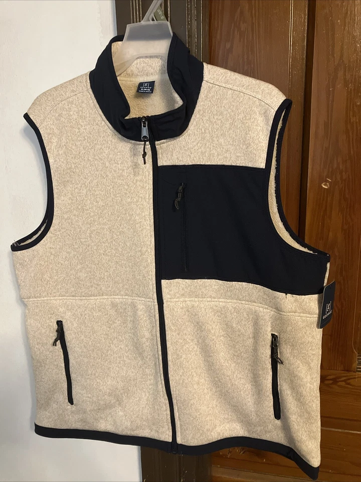 Chaleco Suéter George Fleeve Tostado Azul Marino Para Hombre XL Nuevo con Etiquetas Forrado de Piel Foto 2 de 4