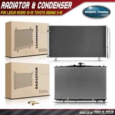 Aluminum Radiator & Condenser w/ Drier for Lexus RX350 10-15 Toyota Sienna 11-16