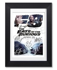 F8 FATE OF THE FURIOUS MOVIE CAST SIGNED POSTER PHOTO PRINT AUTOGRAPH 2017 FILM