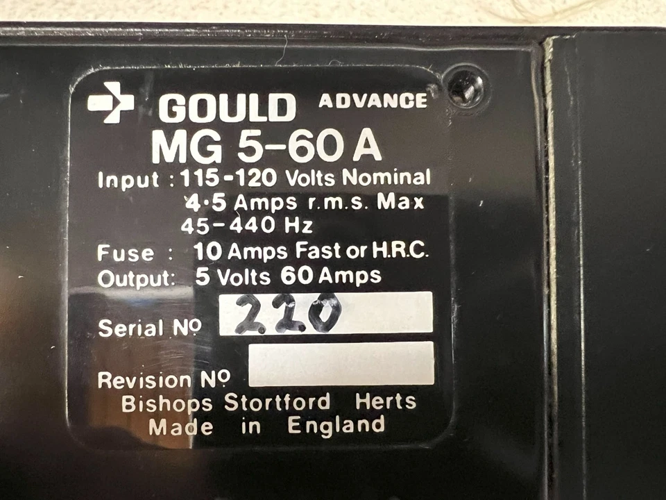 Fuente de alimentación 5V - Gould / Advance MG 5-60A 115-120VAC 5 voltios 60 amperios probada Foto 3 de 4