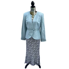 Gina Bacconi 3-piece Silk Skirt Blouse Jacket Set US8 Mother of the Bride MOB