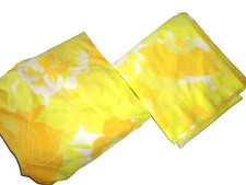 VINTAGE PACIFIC ROSE ELYSEE' YELLOW ORANGE FLORAL 2PC FULL SHEET SET