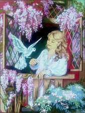 Needlepoint tapestry painted canvas C937 - Young Lady 24"x32" GobelinL