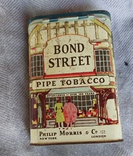 Empty Bond Street Pipe Tobacco Vintage Tin 1940's Philip Morris & Co. #156